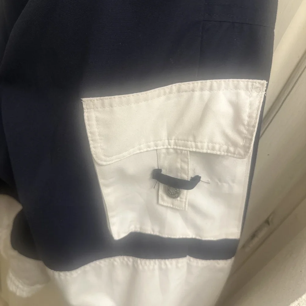 Vintage 90s Mulberry Street Navy Nautical Hooded Snap / Zip Jacket Womens Large